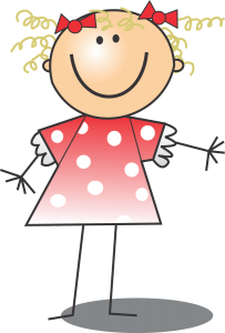 Happy Blond Girl in a Pink Polka Dot Dress